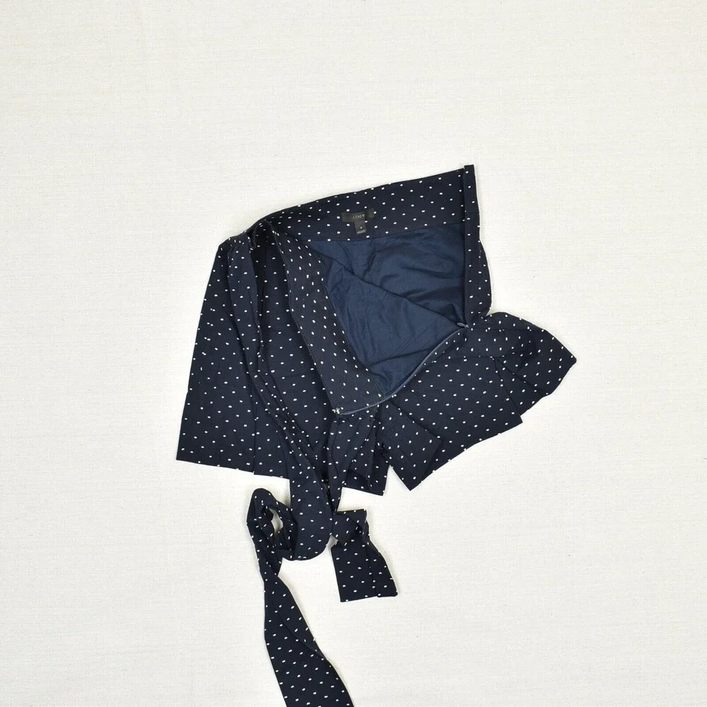 J. Crew Women Bermuda Shorts Polka Dot Cotton Blue Size 4 Belted